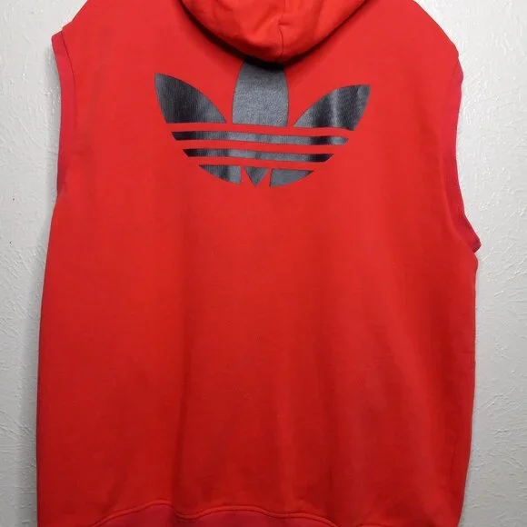 Adidas Originals Red Sleeveless Hoodie Vest (Trefoil Logo) Size XL - Picture 13 of 13